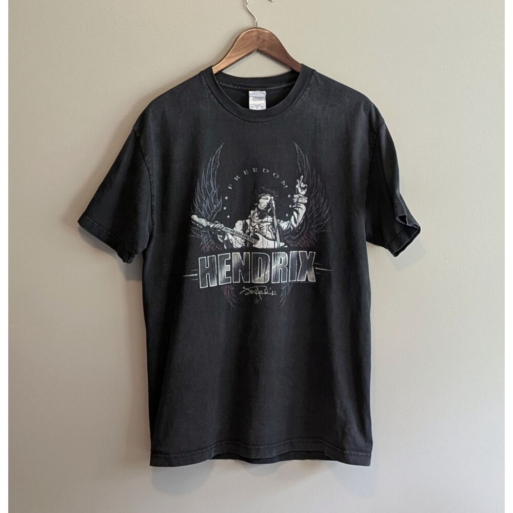 Jimi Hendrix Freedom Graphic T-Shirt Mens Size L Large Black Vintage Alstyle AE